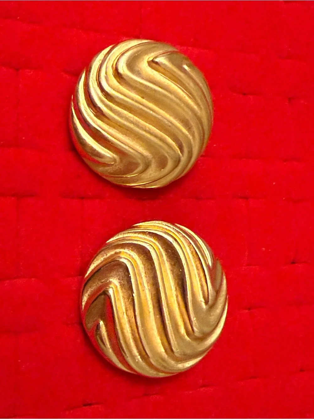 Vintage P.E.P. Goldtone Large Swirl Button-Style Earrings - Women Jewelry